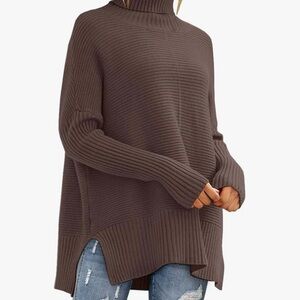 Lillusory oversized tunic turtleneck sweater